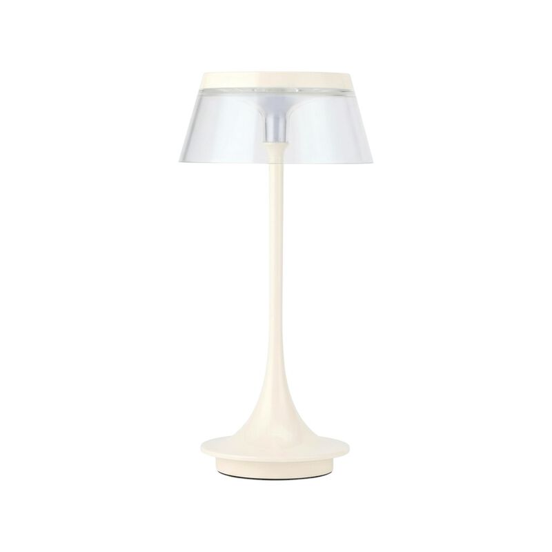 HomeRoots 11" White Geometric Modern Industrial Battery Operated Desk Lamp image number 0