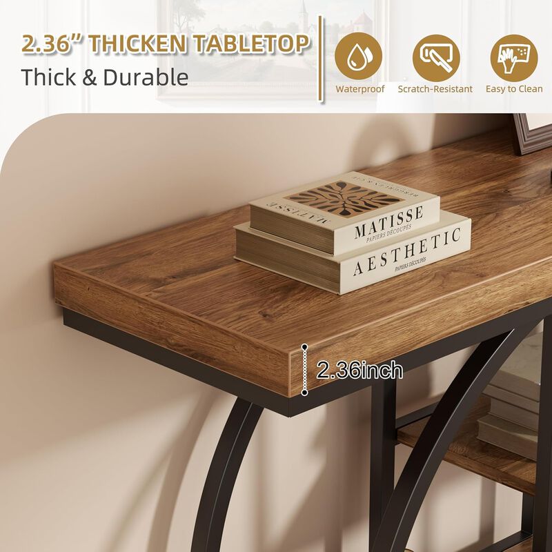 41.3" Industrial Rustic Brown Console Table image number 4