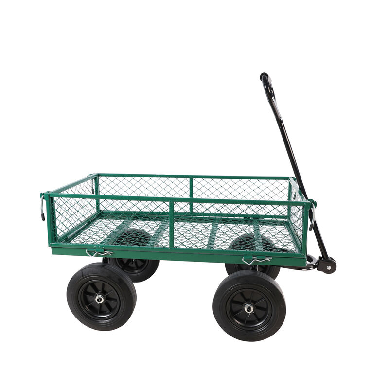 Solid Wheel Tools Cart Wagon, Garden Cart for Effortless Firewood and Heavy Duty Transport