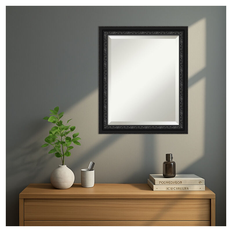 Downton Black Beveled Wood Framed Wall Mirror