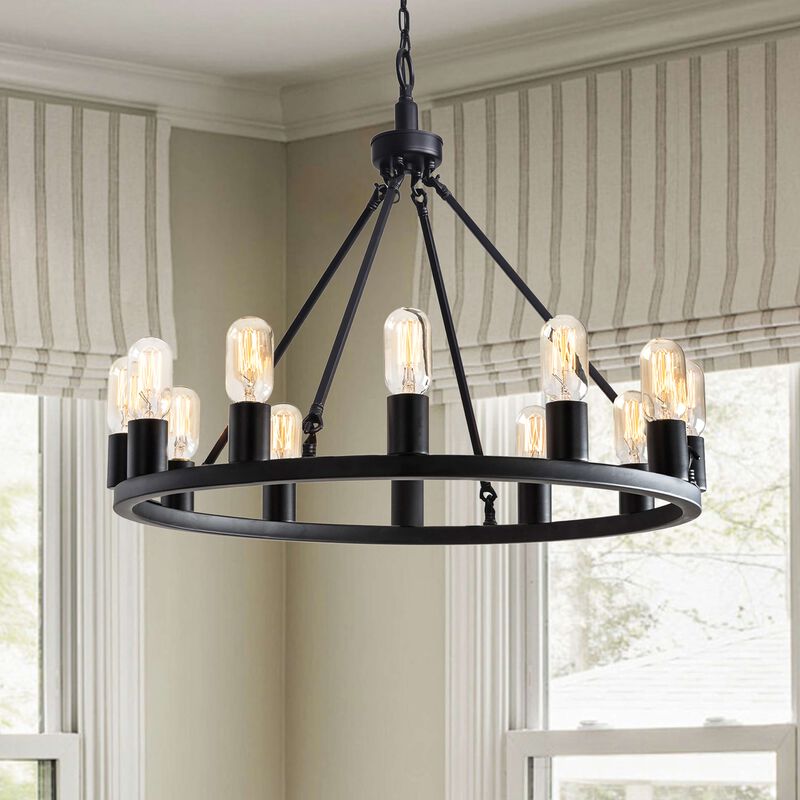 Ester Black 12-light Metal Round Chandelier image number 1