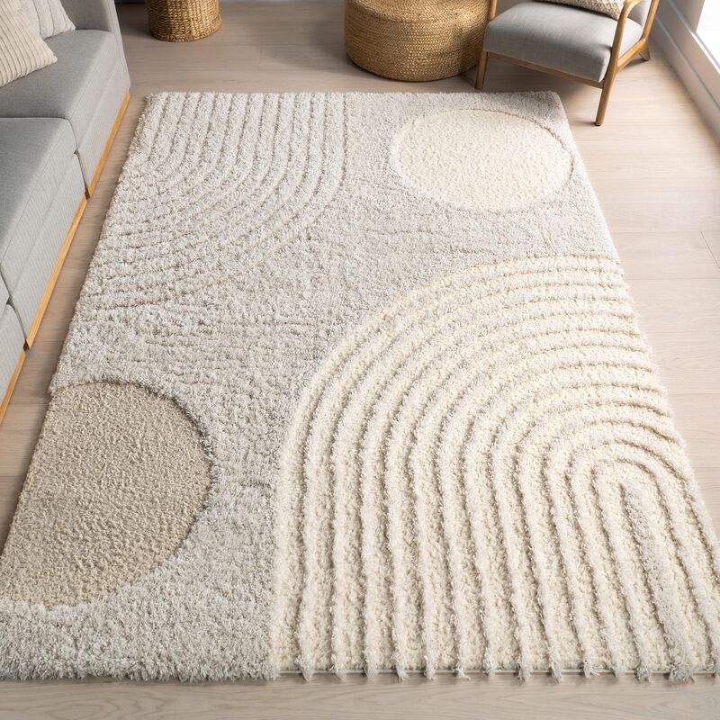 nuLOOM Gloria Abstract Shag Area Rug, 7x9, Beige