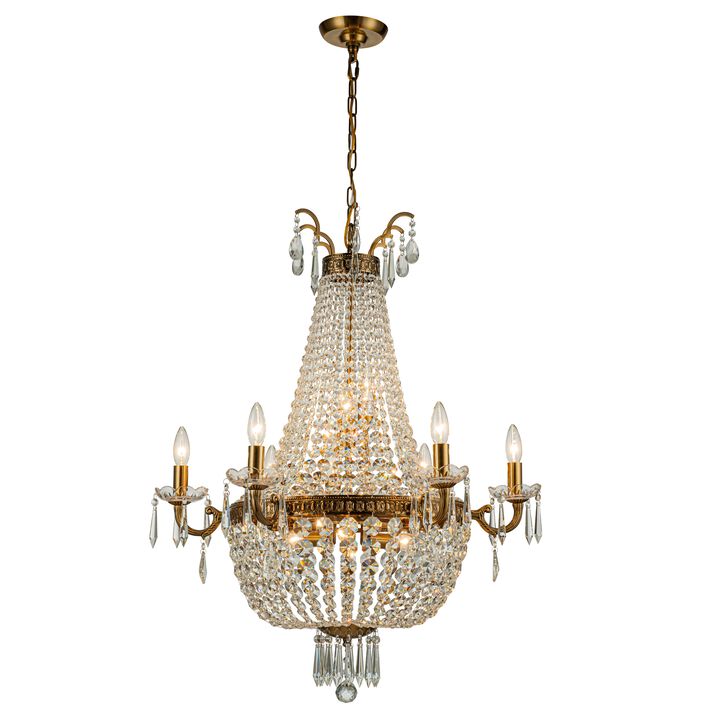 Classic Elegance 12-Light Antique Bronze Empire Crystal Chandelier