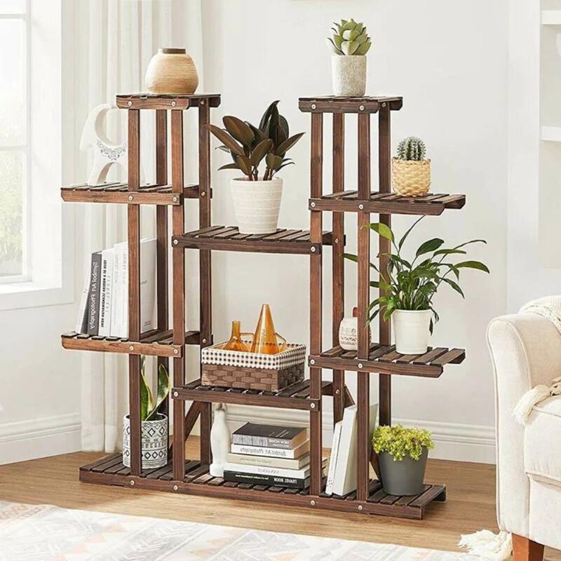 Hivvago Solid Wood Indoor Outdoor 11-Tier Plant Stand