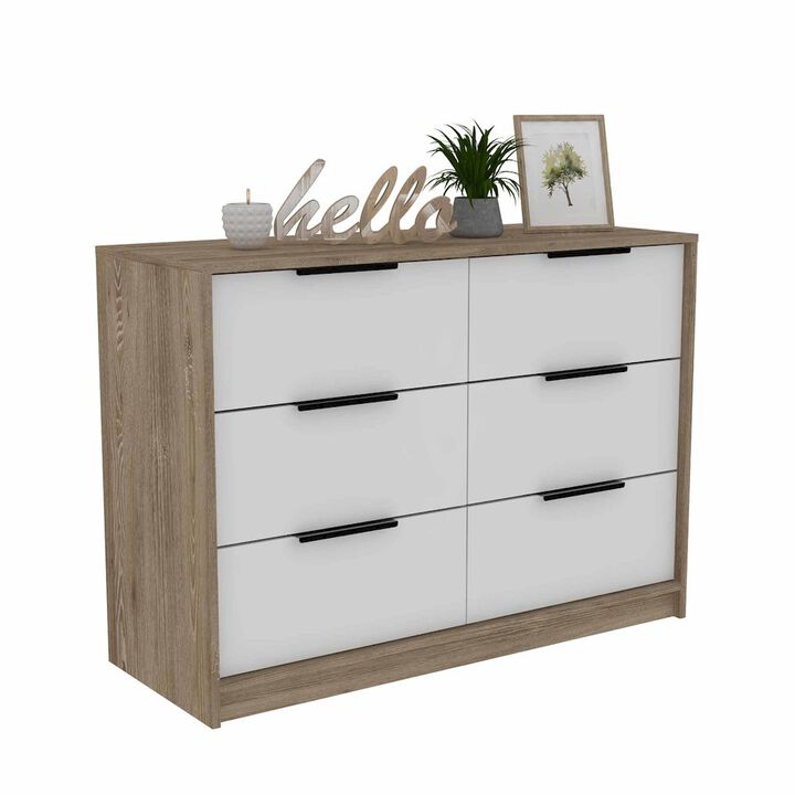 Plethoria Home 6-Drawer Rectangle Dresser Pine and White