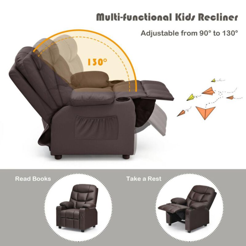 Hivvago Kids Recliner Chair with Cup Holder and Footrest for Children