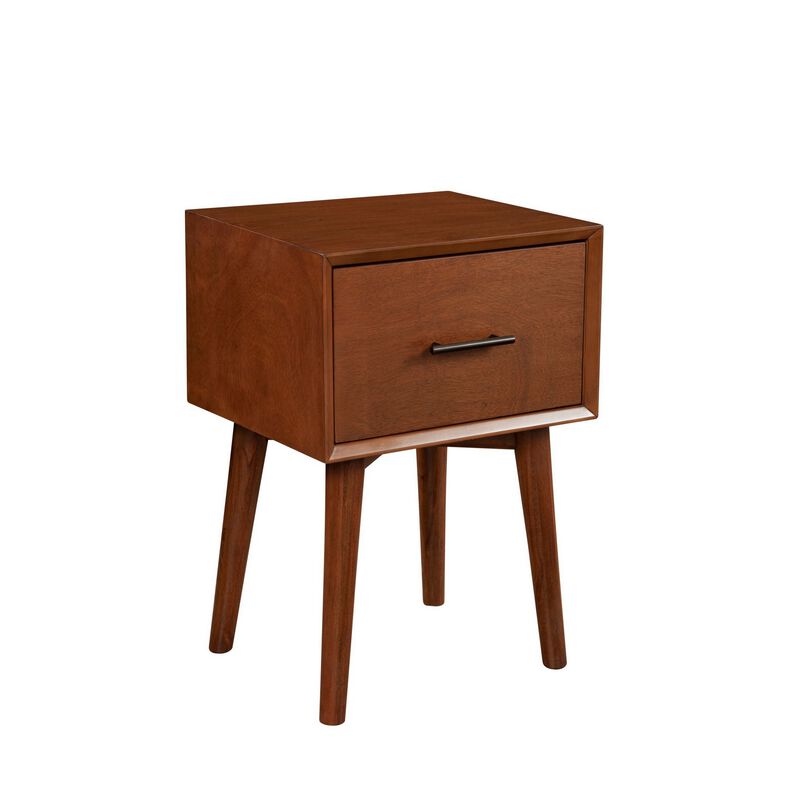 End Table with 1 Drawer and Angled Legs, Brown-Benzara