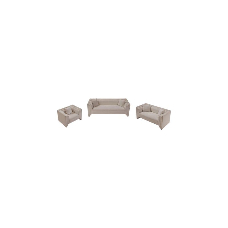 Meridian Furniture Everett Beige Chenille Fabric Loveseat