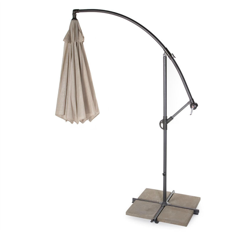 Large Outdoor Cantilever Umbrella – Mocha Offset Canopy with Full 360° Rotation