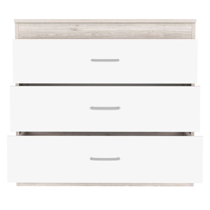 HomeRoots 32" White and Gray Three Drawer Dresser