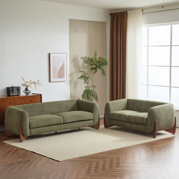 Christopher Knight Home Evat 2 Piece Living Room Boucle Upholstered Sofa Set