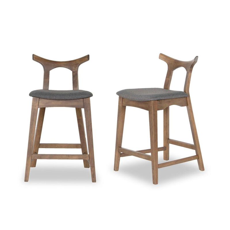 Ashcroft Furniture Co Hester Solid Wood Upholstered Square Bar Chair (Set of 2) image number 0