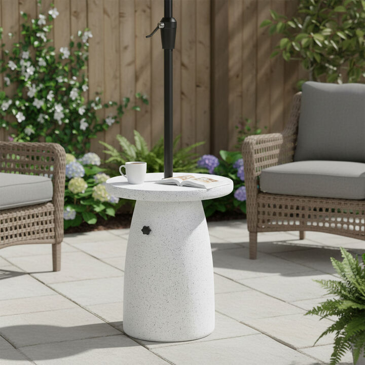 Christopher Knight Home Rysa Patio Lightweight Concrete Side Table with Umbrella Hole and Sand-Filling Design
