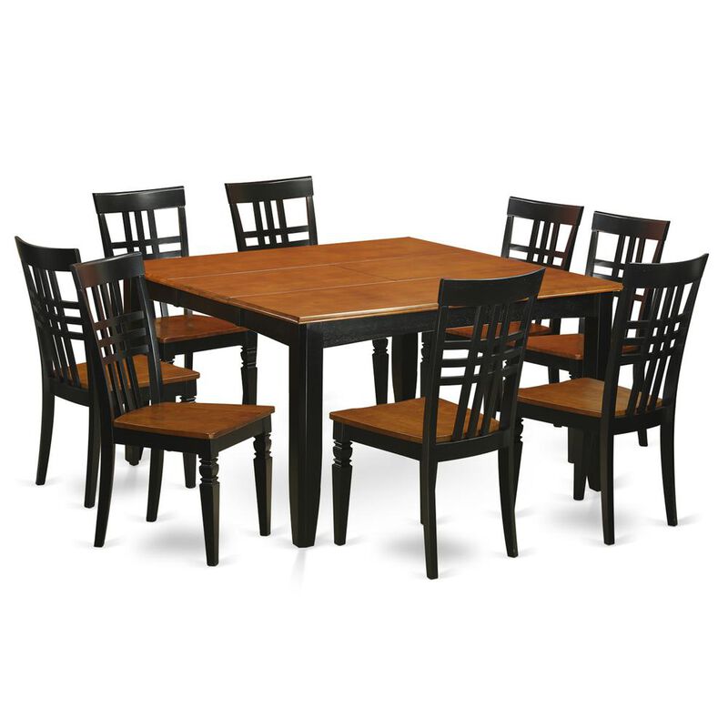 9 Pc Kitchen Table set with a Dining Table and 8 Dining Chairs in Black and Cherry
