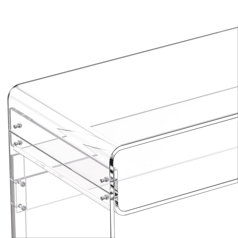 Transparent Acrylic Side Table with Storage Shelf for Bedroom image number 3