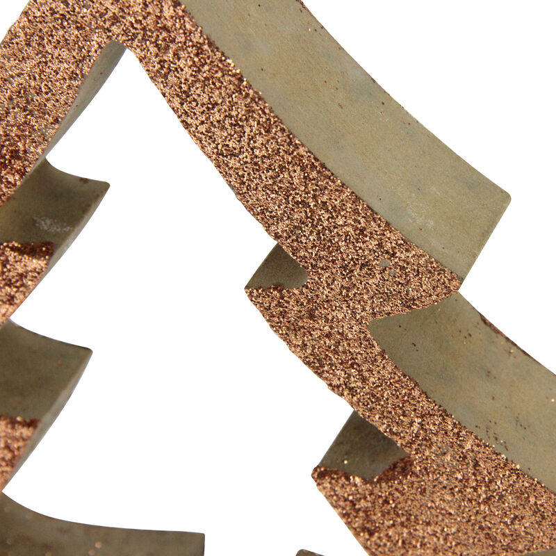 7" Brown Glittered Cutout Christmas Tree Ornament image number 2