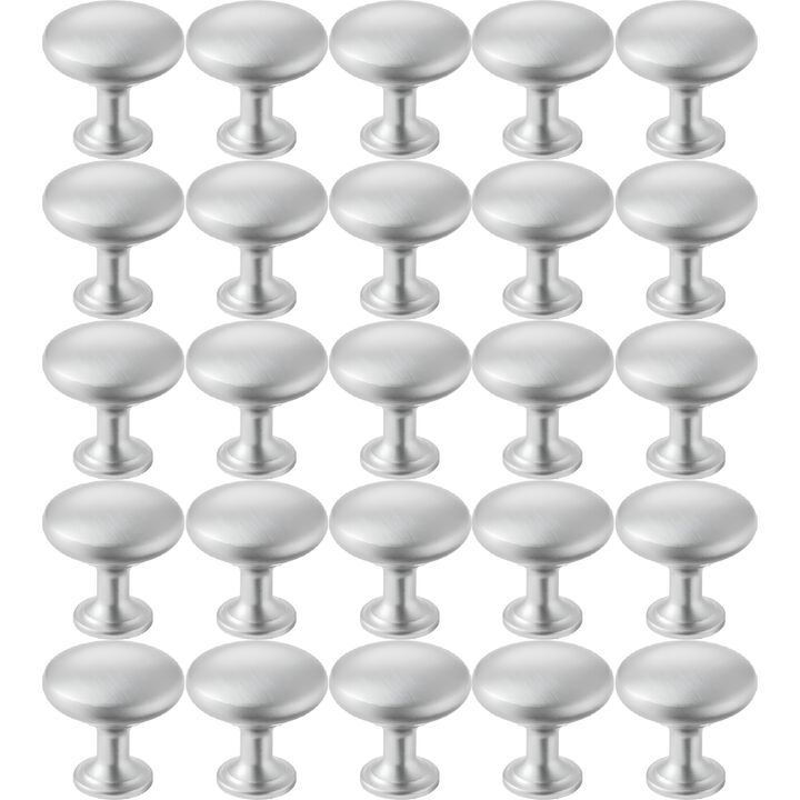 25 Pack Nickel Cabinet Knobs, Zinc Alloy Mushroom Drawer Pulls with Screws
