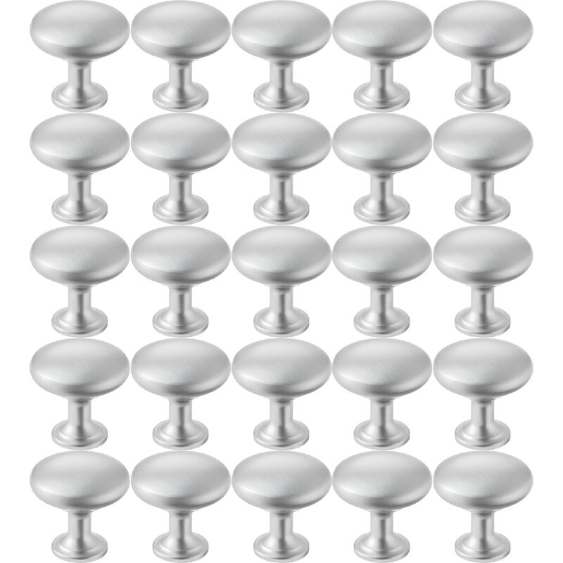 25 Pack Nickel Cabinet Knobs, Zinc Alloy Mushroom Drawer Pulls with Screws image number 0