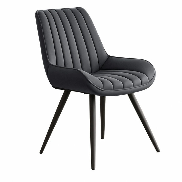 Modern Ribbed Fabric Upholstered Dining Chair Set of 4