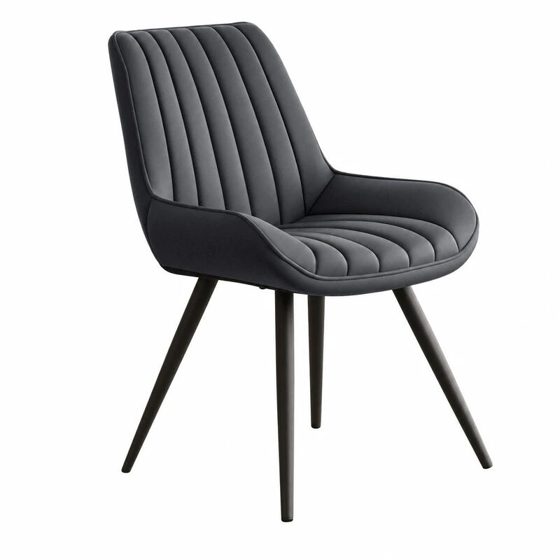 Modern Ribbed Fabric Upholstered Dining Chair Set of 4 image number 0