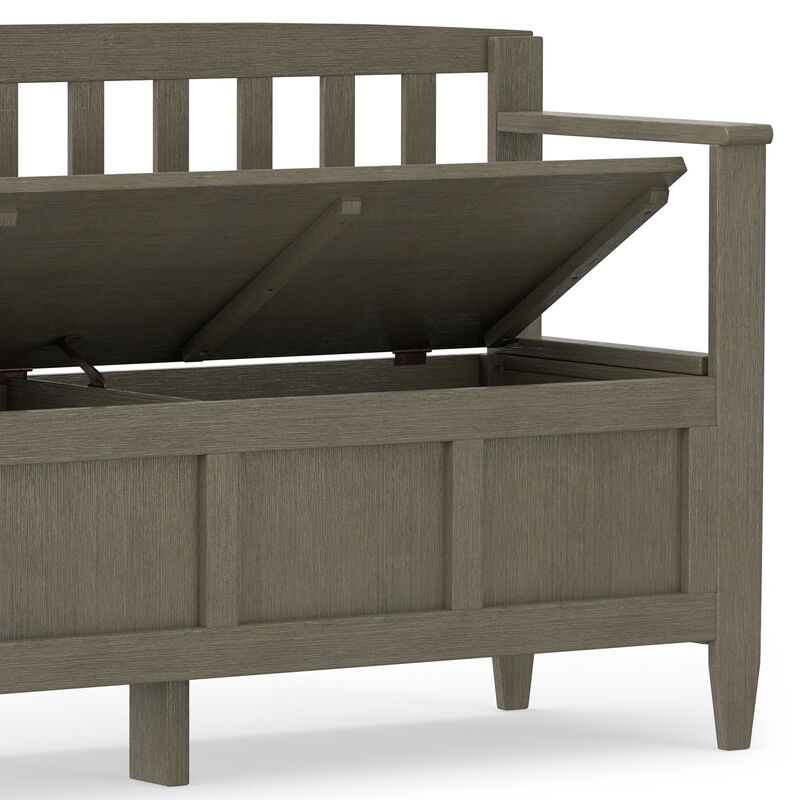Brooklyn SOLID WOOD 48 inch Wide Contemporary Entryway Storage Bench in Farmhouse Grey