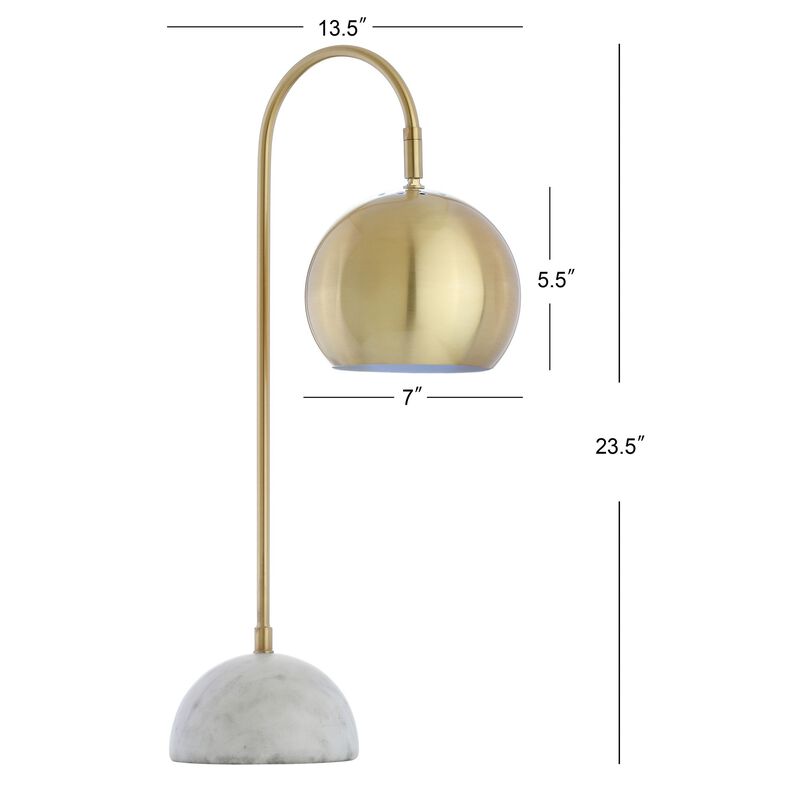Stephen 23.5" Metal/Marble LED Table Lamp, Brass Gold/White