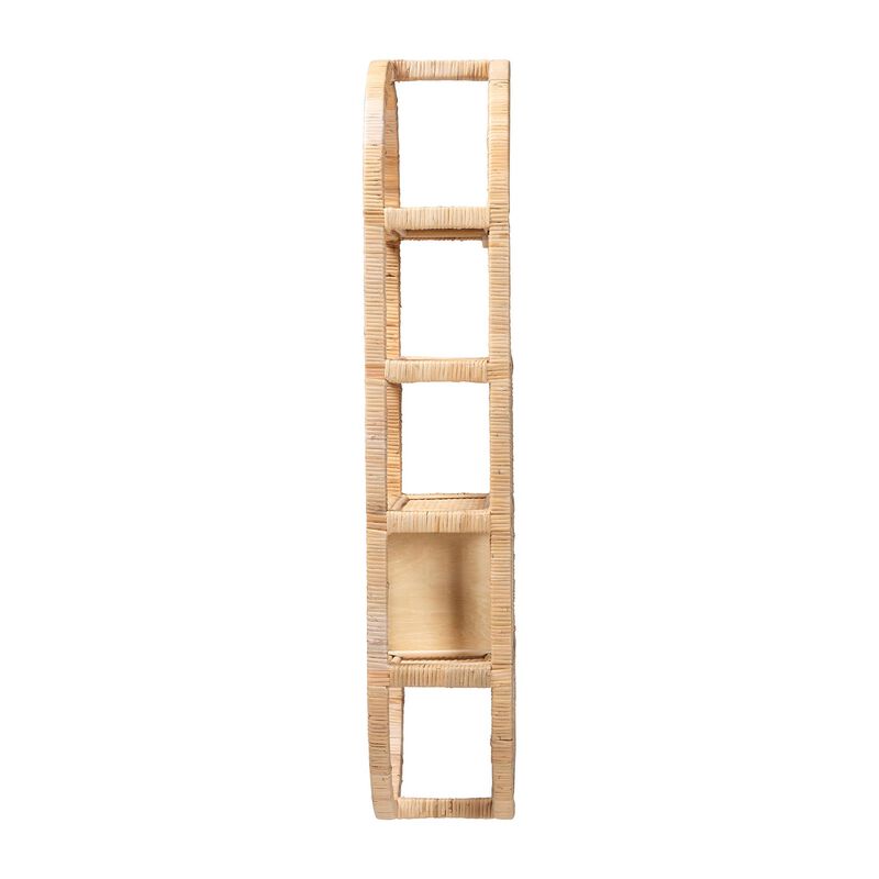 bali & pari Labonita Natural Rattan Wall Shelf  &ndash; 3-Tier Wall-Mounted Display Unit with Arching Frame for Entryway, Living Room, or Bathroom image number 3