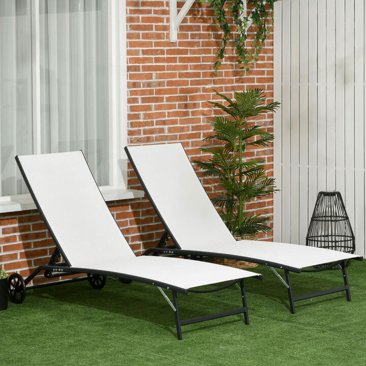 Hivvago Garden & Poolside Lounge Chairs, 2-Piece Adjustable Chaise Set