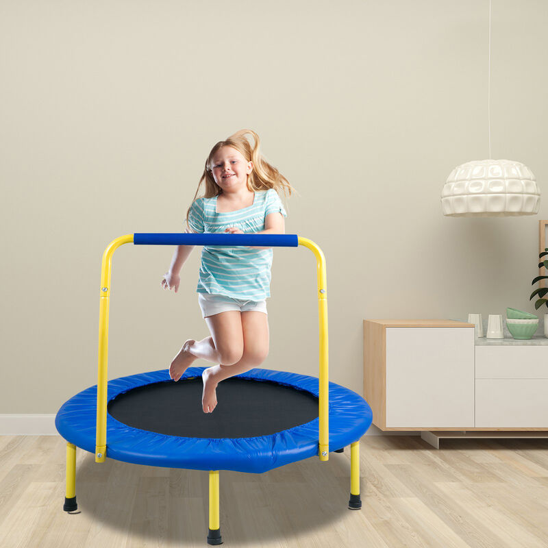 Toddler Trampoline with Foam Grip Handle, Foldable Mini Bouncer for Kids Indoor Outdoor Fun image number 1