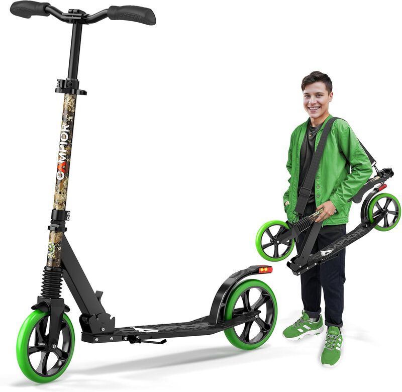 Kick Scooter for Ages 6+, for Kids, Teens, and Adults, Max Load 240 LBS, Foldable, 8-inch Big Wheels for Kids and Adults, with Kickstand, 3 Adjustable Levels, Child Safety Approved