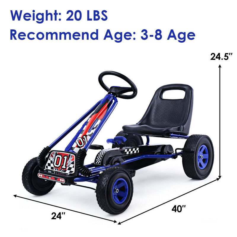 4-Wheel Kids Pedal Go-Kart Ride-On Racer Car for Outdoor Play image number 2