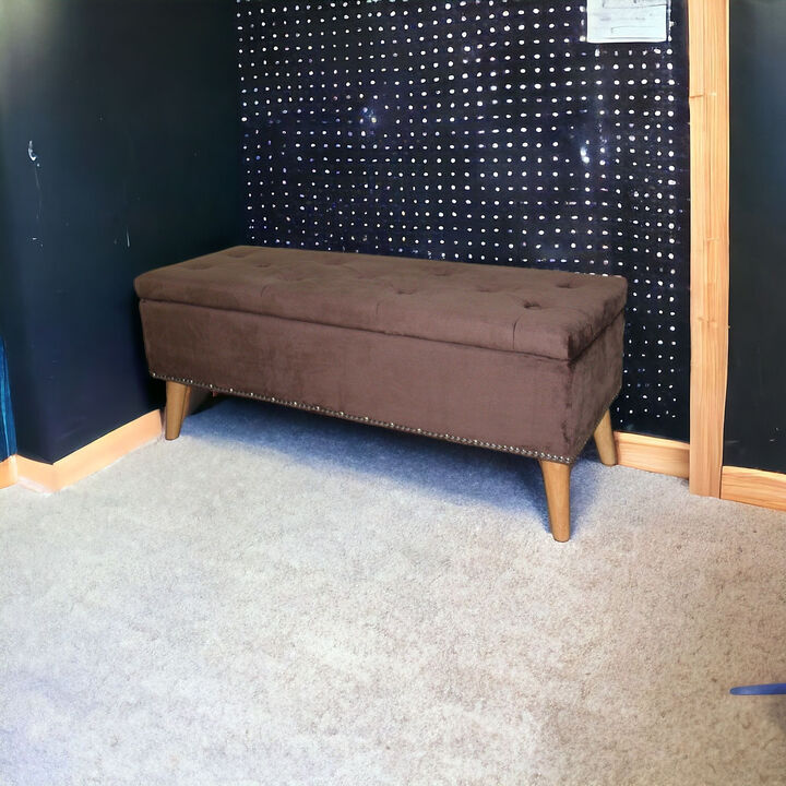 Premium Suede Upholstered Storage Bench &ndash; Comfortable Ottoman with Storage Space