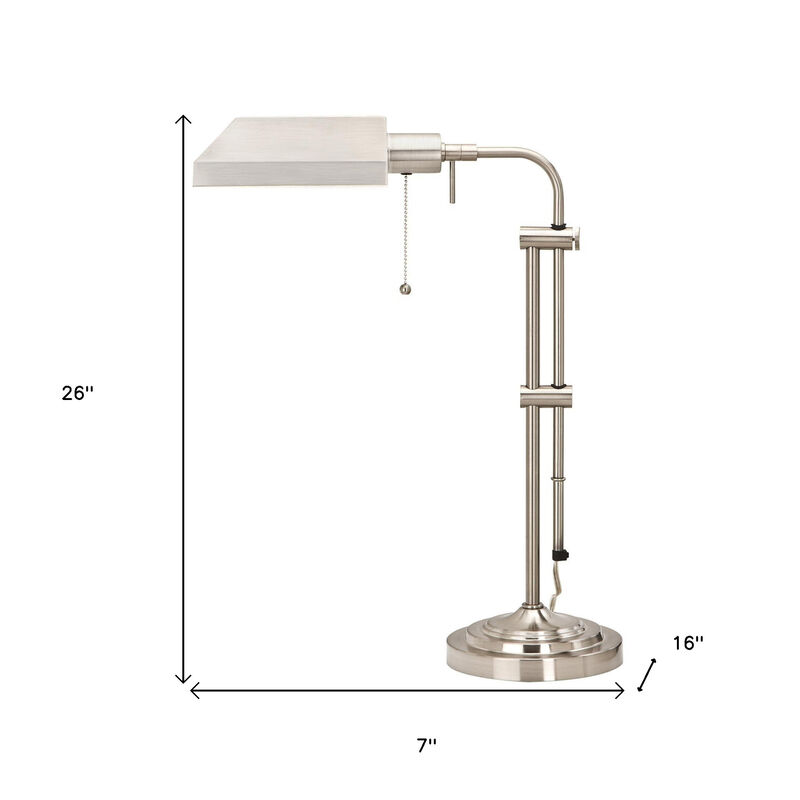 Hivvago 26" Nickel Metal Adjustable Table Lamp With Nickel Rectangular Shade