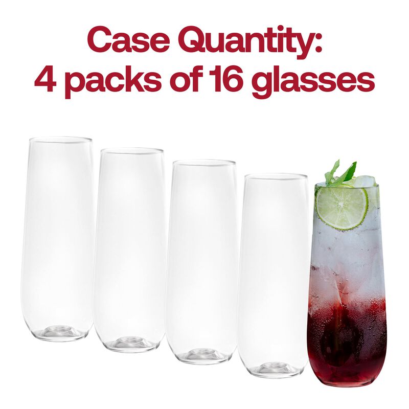 9 oz. Clear Stemless Plastic Champagne Flutes (64 Glasses) image number 5
