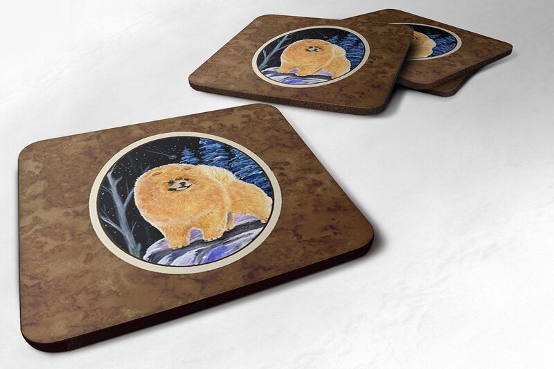 Caroline's Treasures SS8396FC Starry Night Pomeranian Foam Coasters Set of 4 (Set of 4), 3.5 H x 3.5 W, Multicolor image number 0