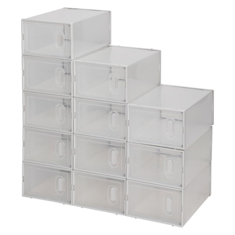 Shoe Storage Boxes 12-Pack – Clear, Stackable Organizers for Shoes and Accessories