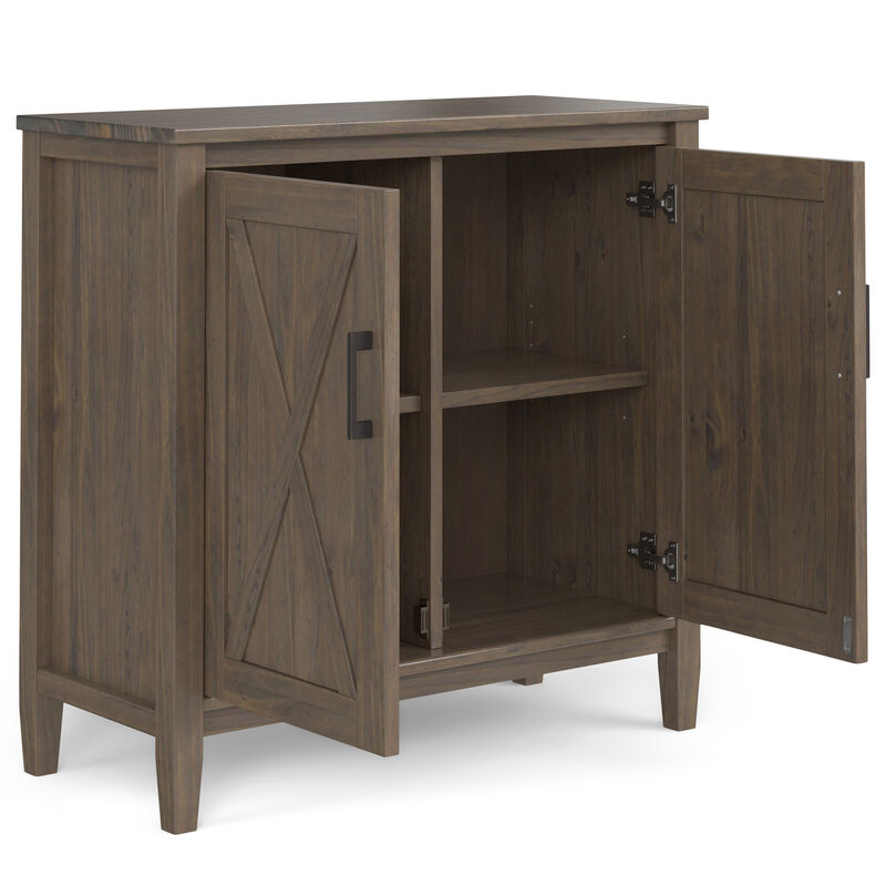 Ela SOLID WOOD 32 inch Wide Transitional Low Storage Cabinet in Smoky Brown