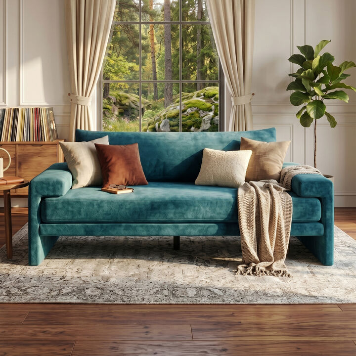 Merax Oversized Deep Seat Chenille 3-Seater Sofa with Wide Padded Armrests