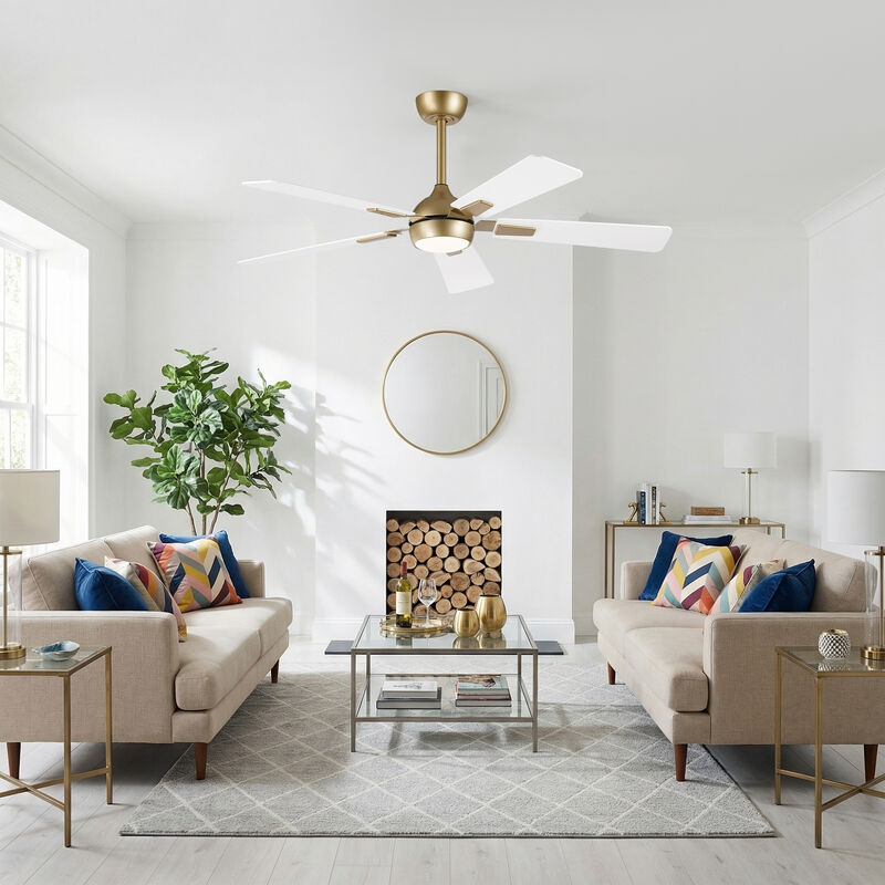 52" Modern Gold Reversible Dimmable 6-Speed Smart Ceiling Fan with Light, APP Control and Remote image number 2
