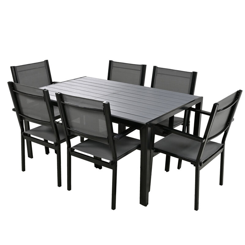 Merax Modern Outdoor  Dining Table Set with 6 Chairs