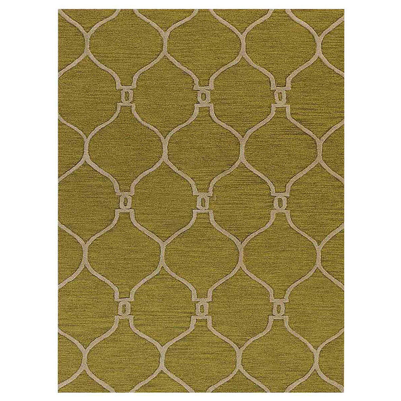 RUGSOTIC CARPETS HAND TUFTED WOOL ECO-FRIENDLY AREA RUGS  - Rectangle Shape, Green & Beige, Geometric Modern Design, High Pile Handmade Area Rugs for Living Room, Bed Room (K01004) image number 0