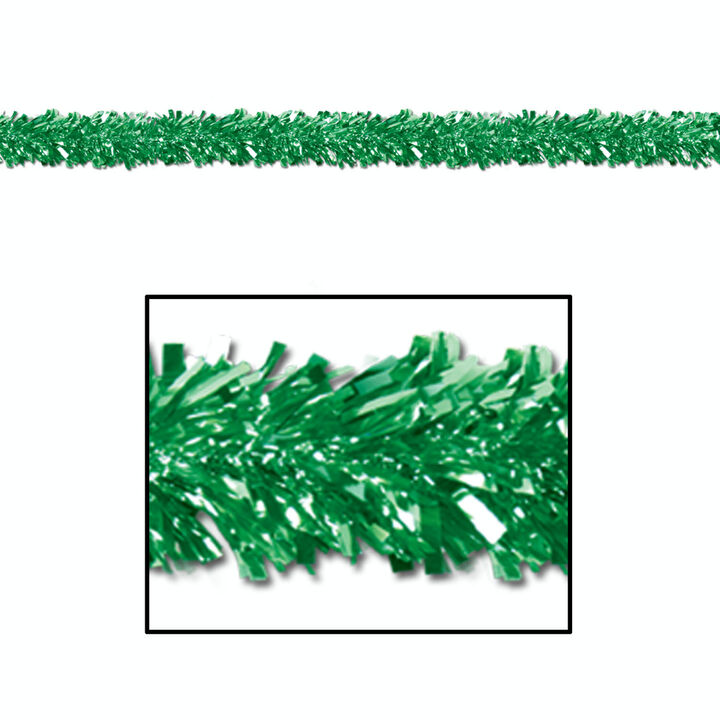 Club Pack of 12 Shiny Metallic Green Foil Tinsel 6-Ply St. Patrick's Day Garlands 15' - Unlit