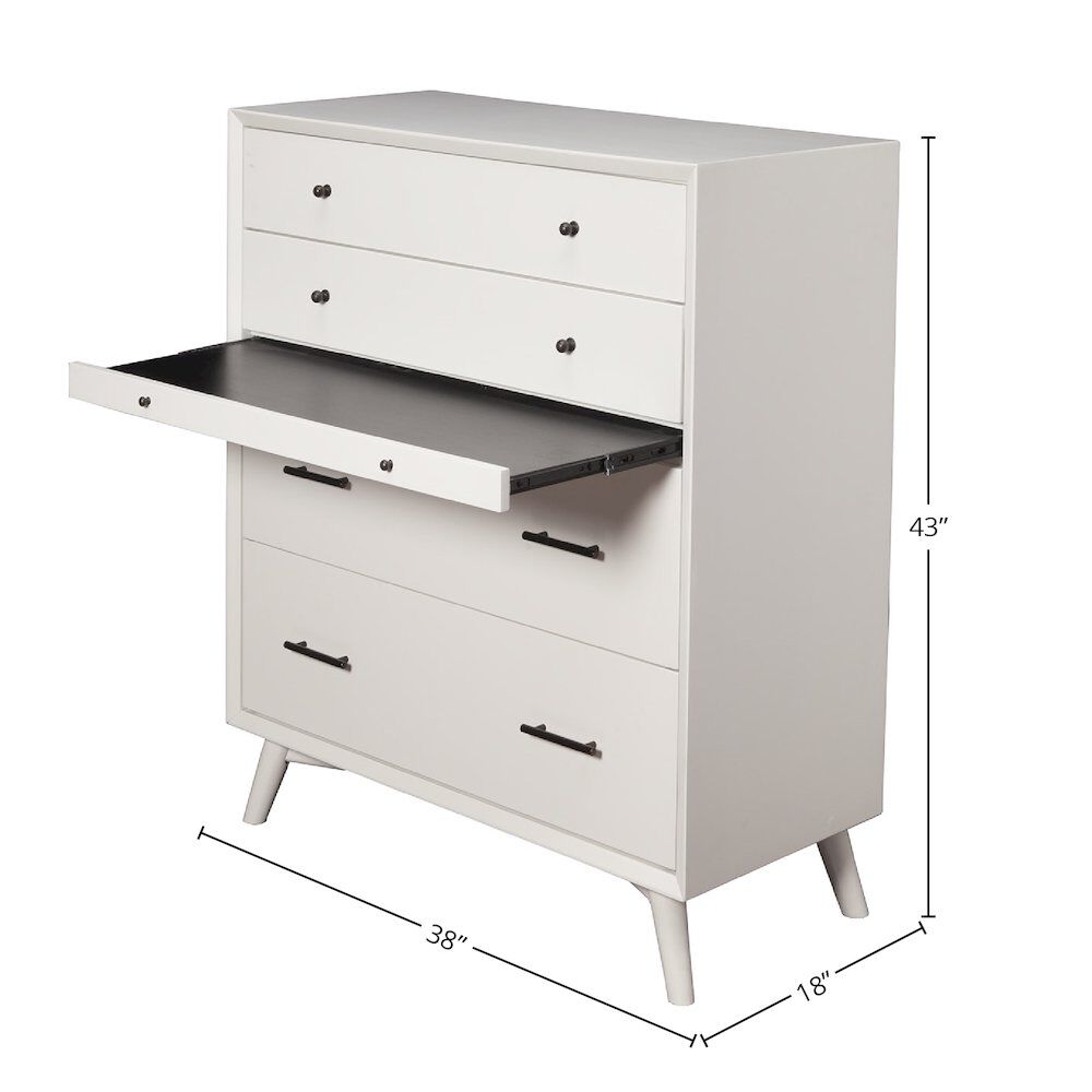 Alpine Furniture Flynn Mid Century Modern 4 Drawer Multifunction