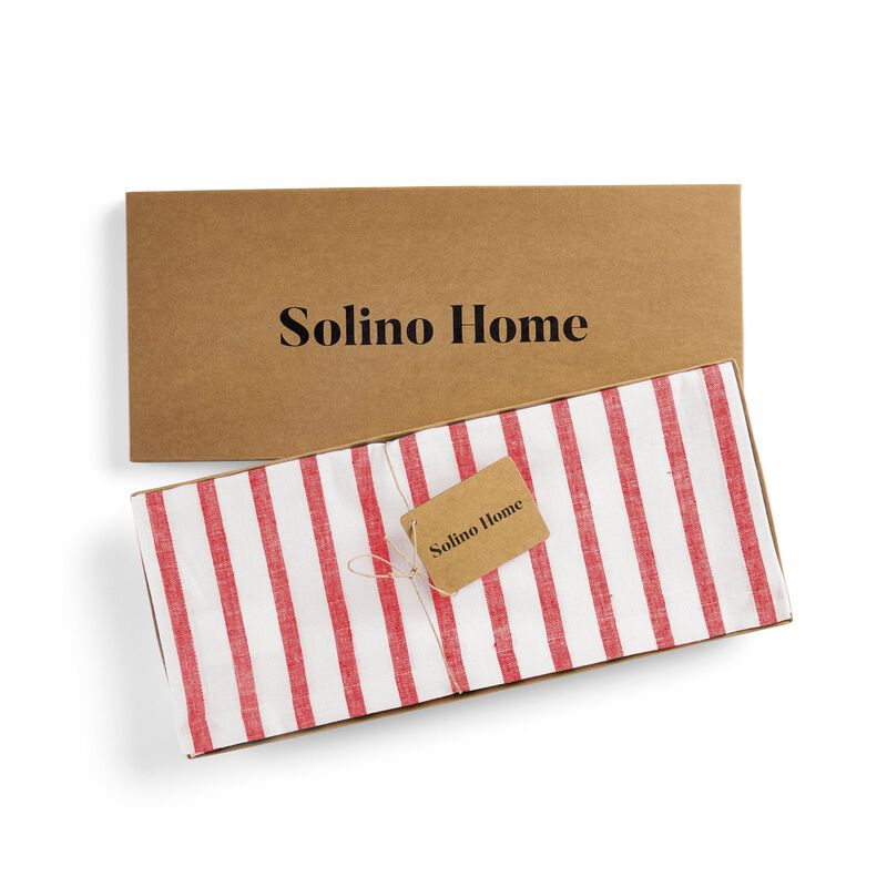 Solino Home Madison Stripe 100% Linen Table Runner &ndash; Handcrafted, Machine Washable, Perfect for Holiday and Everyday Dining