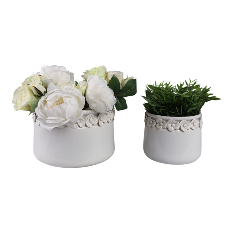 Floral Applique Planters (Set of 2)