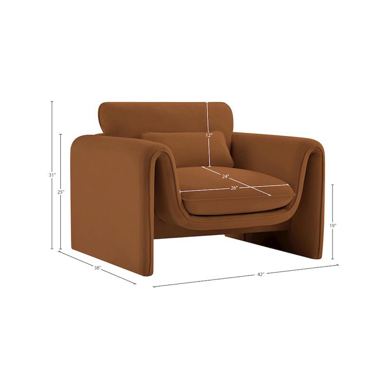 Meridian Furniture Sloan Saddle Velvet Fabric Chair