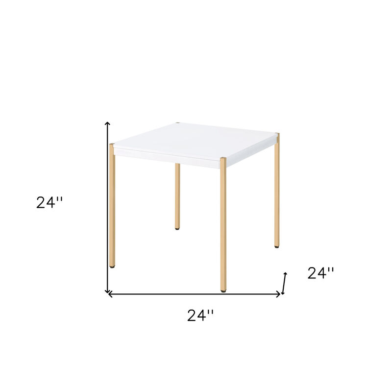 Square Accent Table with Wooden Surface, Functional Side Table for Any Room