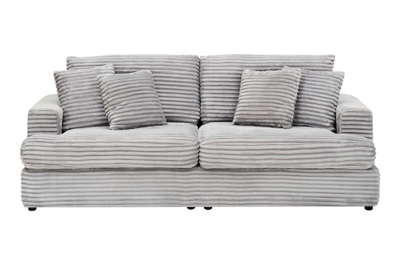 Merax Corduroy Sofa Couch with 4 Matching Toss Pillows