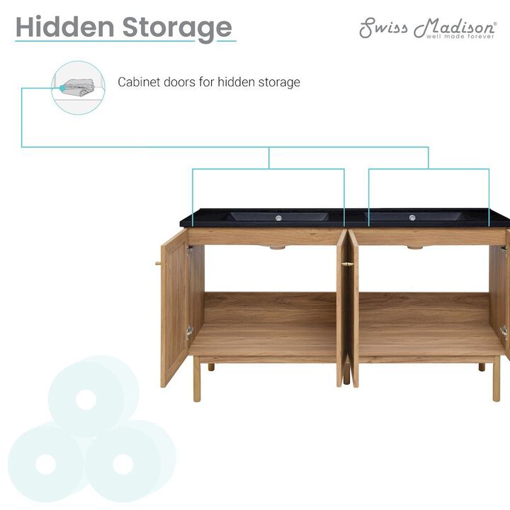 60" Freestanding Bathroom Vanity with 3-Hole Widespread Sink Top