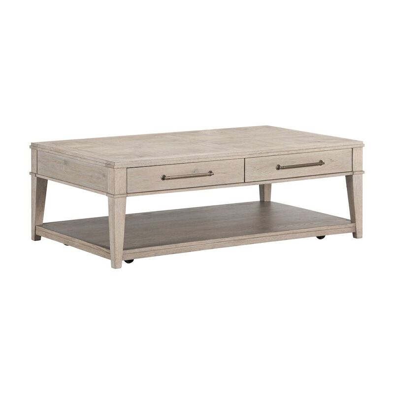 Liberty Furniture Rectangular Drawer Cocktail Table for Living Room - Sanctuary White Oak Wood image number 0